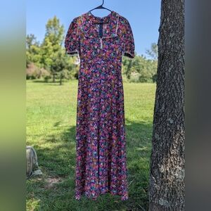 GORGEOUS 70s Style Colorful Handmade Vintage Maxi Dress